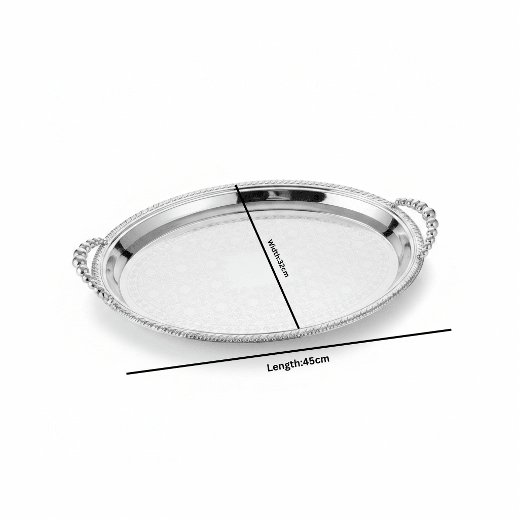 Pilsco Silver Metal Oval Serving Tray - 45×32cm - Al Kabayel Discount CentrePilsco Silver Metal Oval Serving Tray - 45×32cmServing TraysPILSCOAl Kabayel Discount Centre