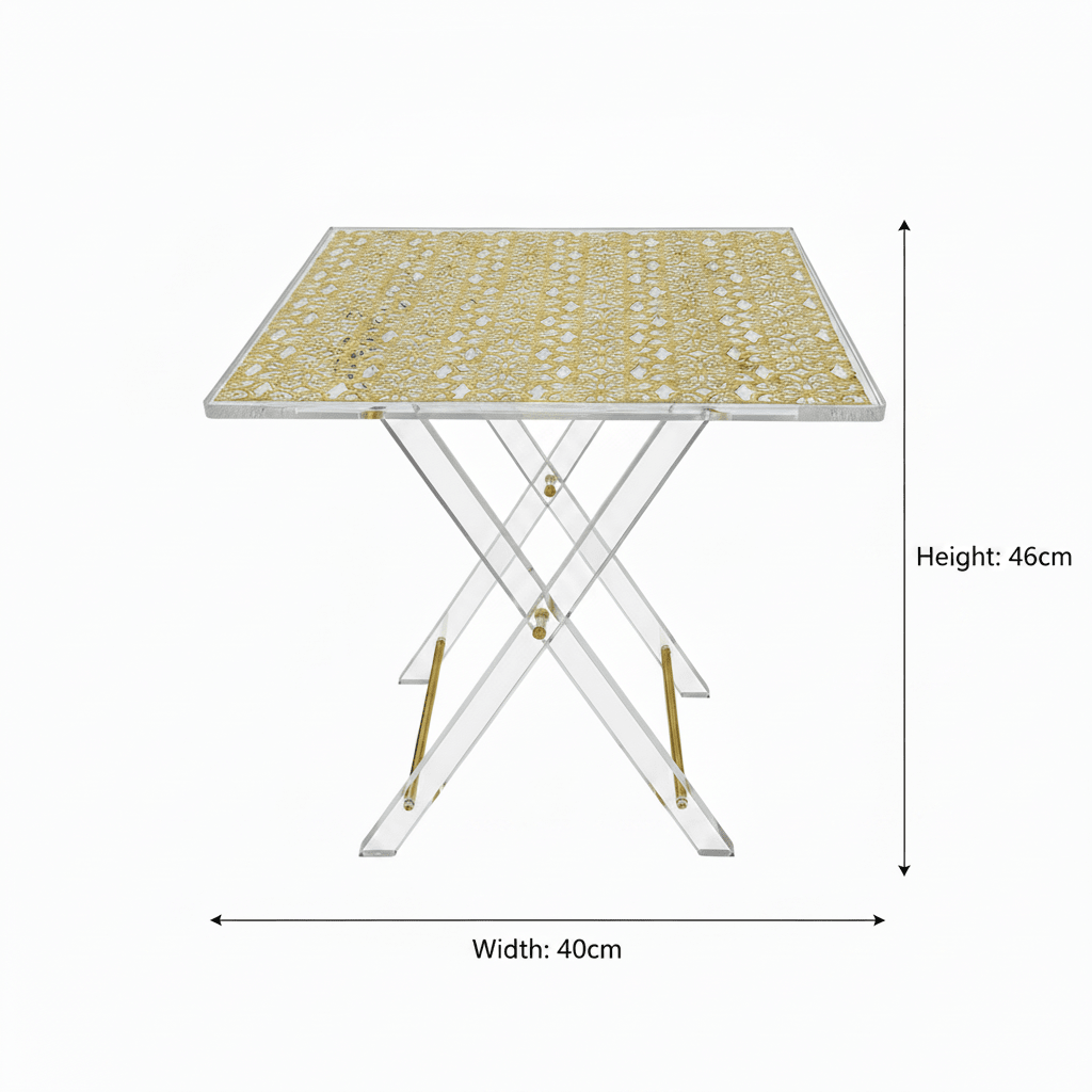 Pilsco Square Gold Acrylic Folding Table Set – 46×40cm - Set of 4 - Al Kabayel Discount CentrePilsco Square Gold Acrylic Folding Table Set – 46×40cm - Set of 4Organizers & AccessoriesPILSCOAl Kabayel Discount Centre