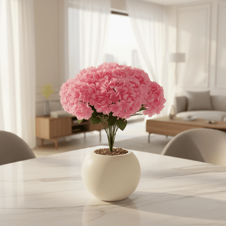 Pink Artificial Hydrangea Flower Arrangement in Cream Ball Pot | 35cm | Premium Faux Floral Decor - Al Kabayel Discount CentrePink Artificial Hydrangea Flower Arrangement in Cream Ball Pot | 35cm | Premium Faux Floral DecorArtificial FloraAKDCAl Kabayel Discount Centre