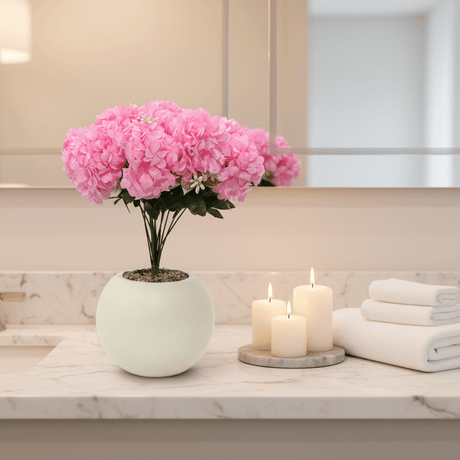 Pink Artificial Hydrangea Flower Arrangement in Cream Ball Pot | 35cm | Premium Faux Floral Decor - Al Kabayel Discount CentrePink Artificial Hydrangea Flower Arrangement in Cream Ball Pot | 35cm | Premium Faux Floral DecorArtificial FloraAKDCAl Kabayel Discount Centre