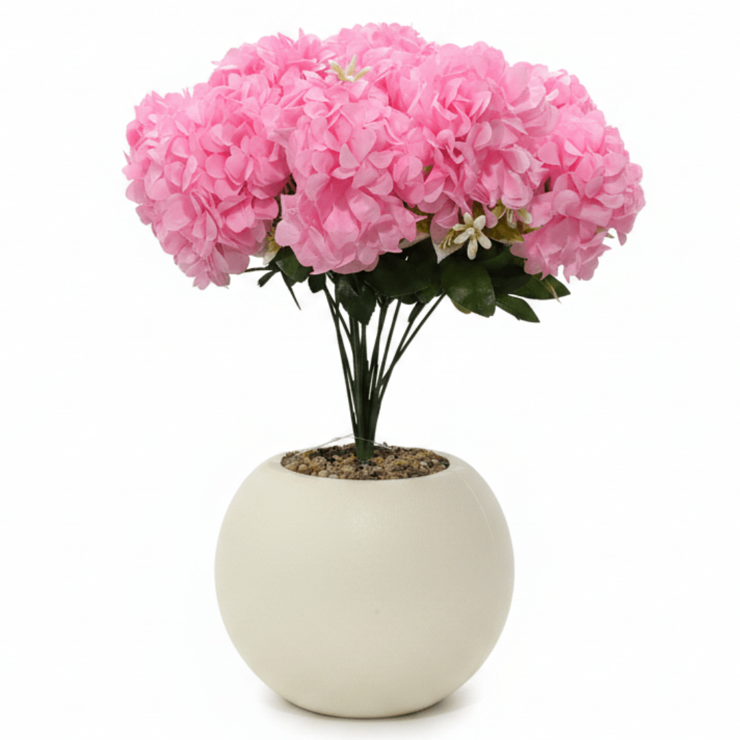 Pink Artificial Hydrangea Flower Arrangement in Cream Ball Pot | 35cm | Premium Faux Floral Decor - Al Kabayel Discount CentrePink Artificial Hydrangea Flower Arrangement in Cream Ball Pot | 35cm | Premium Faux Floral DecorArtificial FloraAKDCAl Kabayel Discount Centre