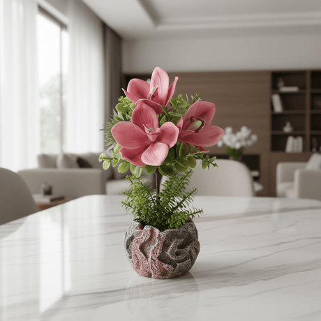 Pink Artificial Orchid Arrangement | Elegant Chalk Pot | 33cm - Al Kabayel Discount CentrePink Artificial Orchid Arrangement | Elegant Chalk Pot | 33cmArtificial FloraAKDCAl Kabayel Discount Centre