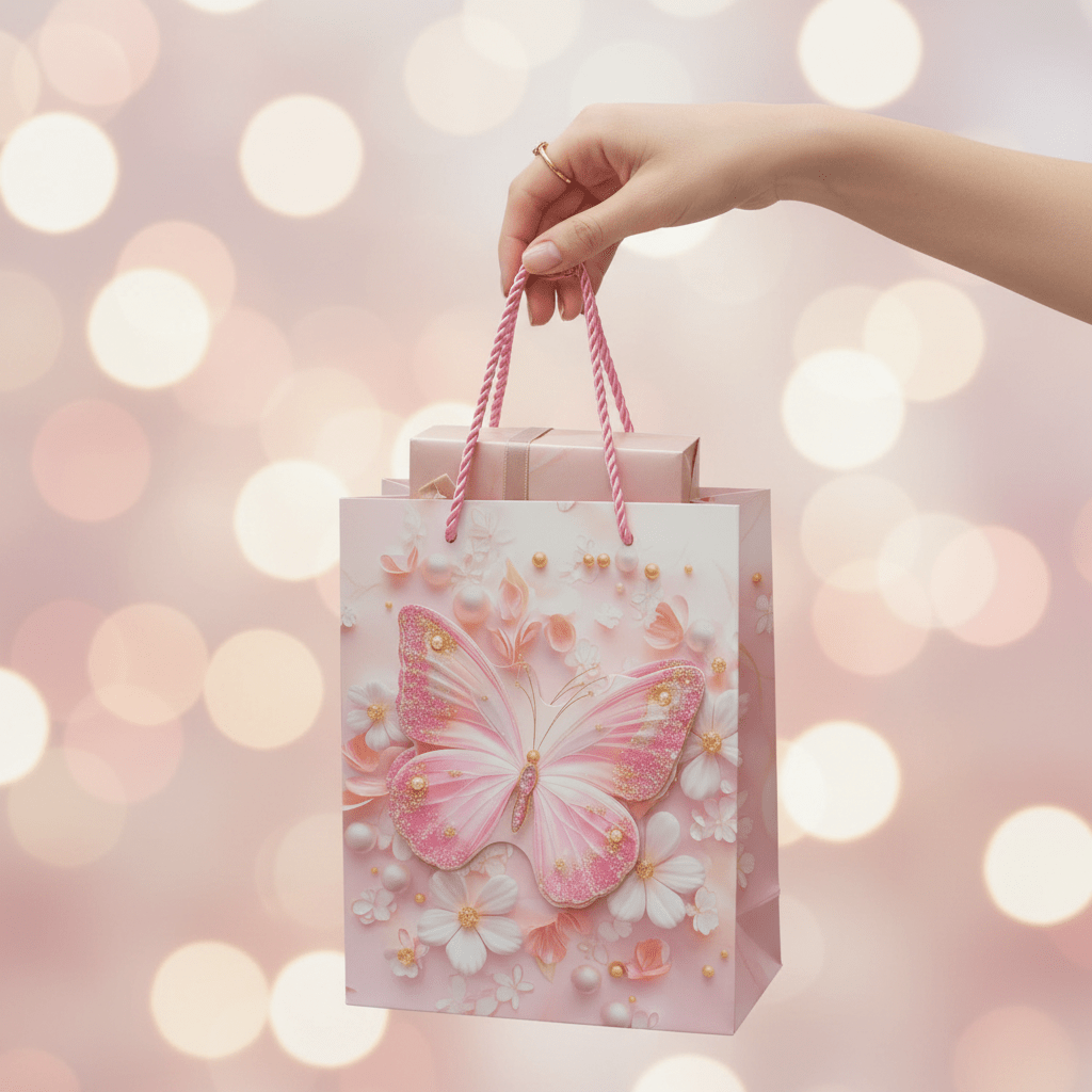 Pink Butterfly Paper Gift Bag - 23×18 cm - Al Kabayel Discount CentrePink Butterfly Paper Gift Bag - 23×18 cmPacking & Wrapping SuppliesAKDCAl Kabayel Discount Centre