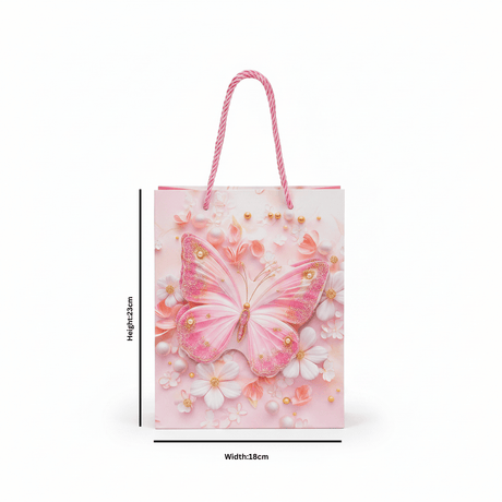 Pink Butterfly Paper Gift Bag - 23×18 cm - Al Kabayel Discount CentrePink Butterfly Paper Gift Bag - 23×18 cmPacking & Wrapping SuppliesAKDCAl Kabayel Discount Centre