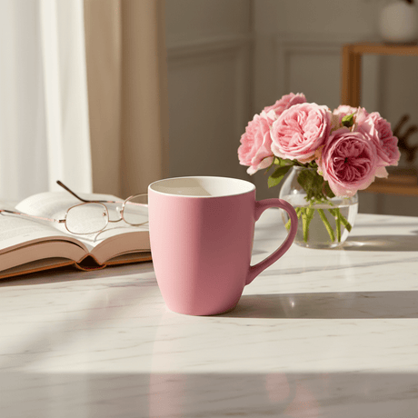 Pink Ceramic Mug 400ml – Matte Finish | Premium Coffee & Tea Cup | Cream Interior | Gift - Ready - Al Kabayel Discount CentrePink Ceramic Mug 400ml – Matte Finish | Premium Coffee & Tea Cup | Cream Interior | Gift - ReadyMugsAKDCAl Kabayel Discount Centre