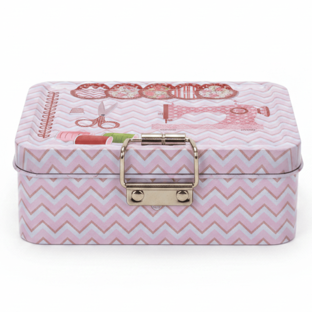 Pink Metal Tin Box — Design 1 12.5 × 9 cm | Charming Sewing - Themed Storage Box - Al Kabayel Discount CentrePink Metal Tin Box — Design 1 12.5 × 9 cm | Charming Sewing - Themed Storage BoxJars & Food SaversAKDCAl Kabayel Discount Centre