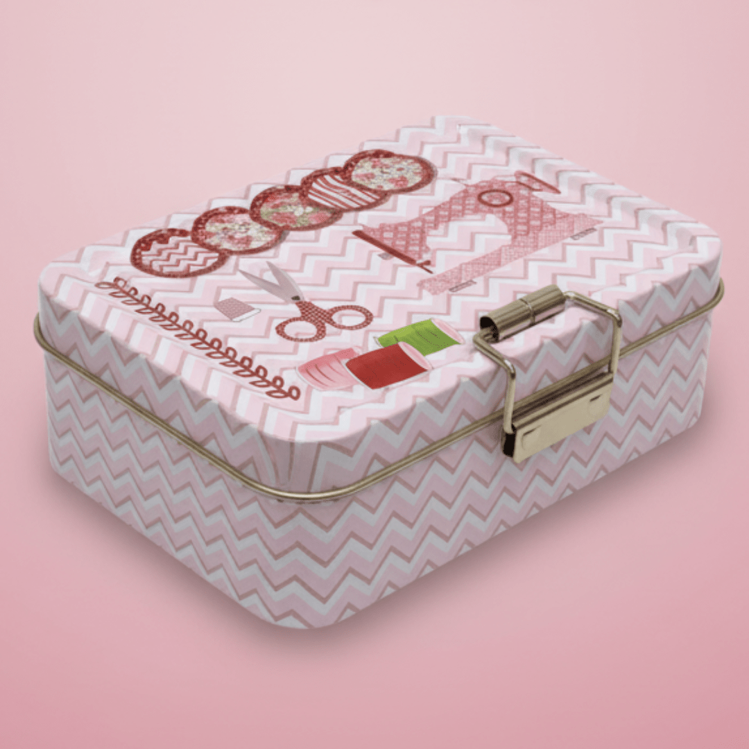 Pink Metal Tin Box — Design 1 12.5 × 9 cm | Charming Sewing - Themed Storage Box - Al Kabayel Discount CentrePink Metal Tin Box — Design 1 12.5 × 9 cm | Charming Sewing - Themed Storage BoxJars & Food SaversAKDCAl Kabayel Discount Centre
