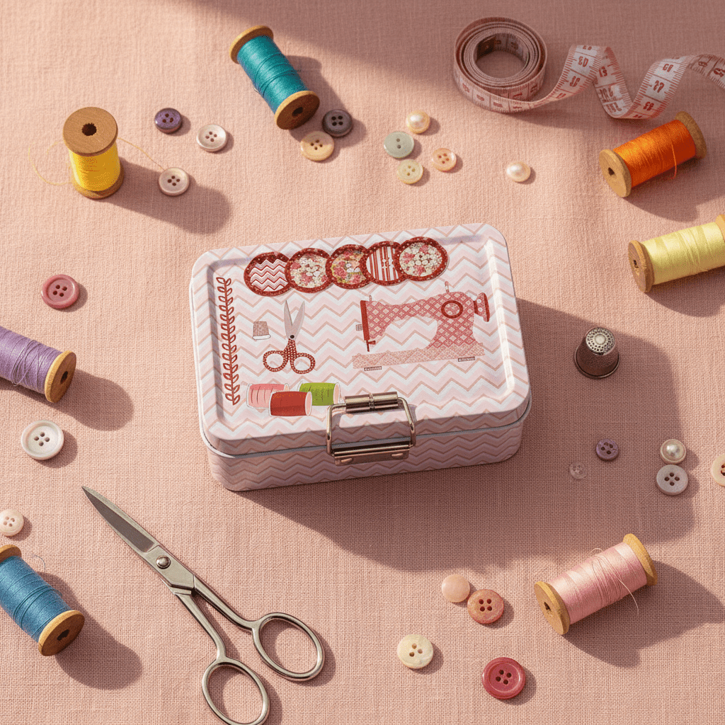 Pink Metal Tin Box — Design 1 12.5 × 9 cm | Charming Sewing - Themed Storage Box - Al Kabayel Discount CentrePink Metal Tin Box — Design 1 12.5 × 9 cm | Charming Sewing - Themed Storage BoxJars & Food SaversAKDCAl Kabayel Discount Centre
