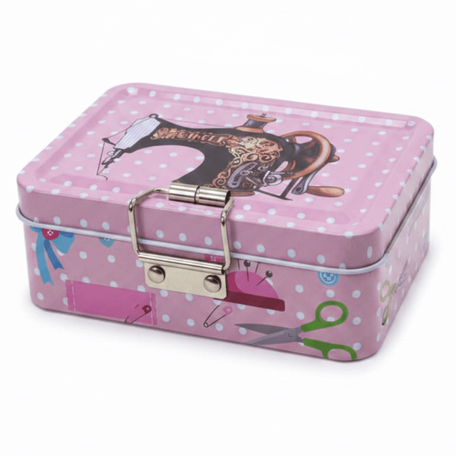 Pink Metal Tin Box – Vintage Sewing Design | 12.5 × 9 cm - Al Kabayel Discount CentrePink Metal Tin Box – Vintage Sewing Design | 12.5 × 9 cmJars & Food SaversAKDCAl Kabayel Discount Centre