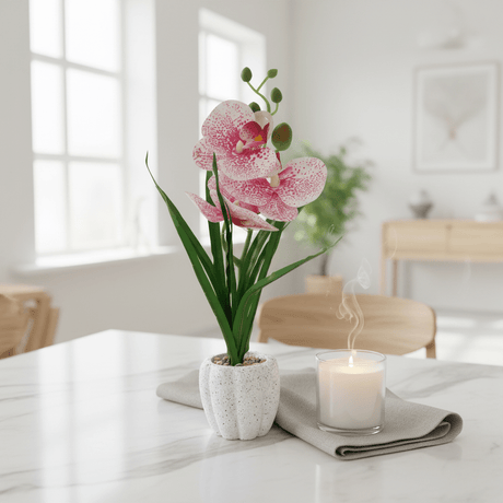 Pink & White Artificial Phalaenopsis Orchid Plant with Chalk Plastic Pot - 35cm - Al Kabayel Discount CentrePink & White Artificial Phalaenopsis Orchid Plant with Chalk Plastic Pot - 35cmArtificial FloraAKDCAl Kabayel Discount Centre