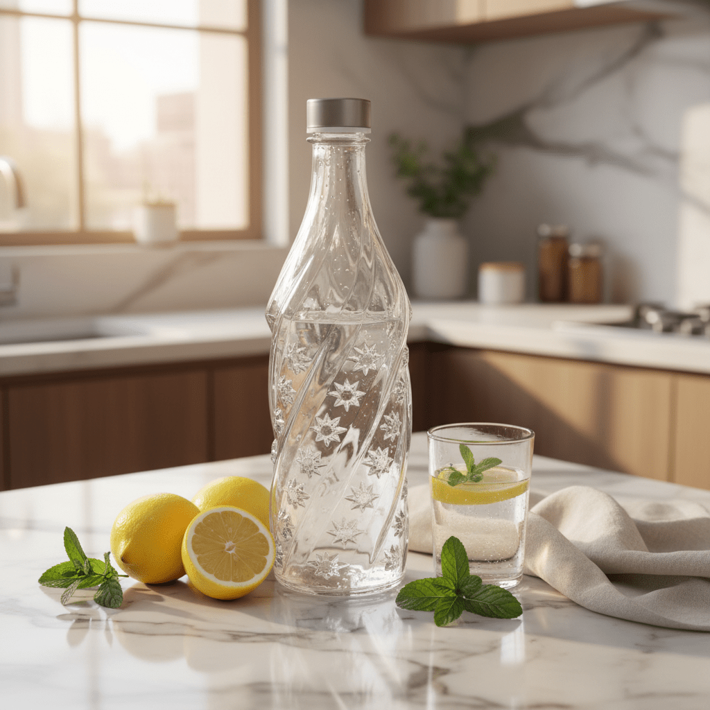 Pishgaman Elegant Embossed Glass Water Bottle 1200ml – Premium Floral Crystal-Cut Design - Al Kabayel Discount CentrePishgaman Elegant Embossed Glass Water Bottle 1200ml – Premium Floral Crystal-Cut DesignWater BottlePISHGAMANAl Kabayel Discount Centre
