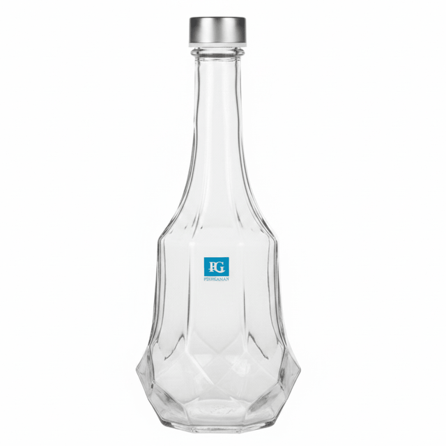 Pishgaman Elegant Faceted Clear Glass Water Bottle 1500ml – Premium Hexagonal Design with Secure Silver Metal Cap - Al Kabayel Discount CentrePishgaman Elegant Faceted Clear Glass Water Bottle 1500ml – Premium Hexagonal Design with Secure Silver Metal CapWater BottlePISHGAMANAl Kabayel Discount Centre