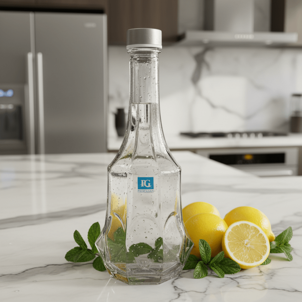 Pishgaman Elegant Faceted Clear Glass Water Bottle 1500ml – Premium Hexagonal Design with Secure Silver Metal Cap - Al Kabayel Discount CentrePishgaman Elegant Faceted Clear Glass Water Bottle 1500ml – Premium Hexagonal Design with Secure Silver Metal CapWater BottlePISHGAMANAl Kabayel Discount Centre