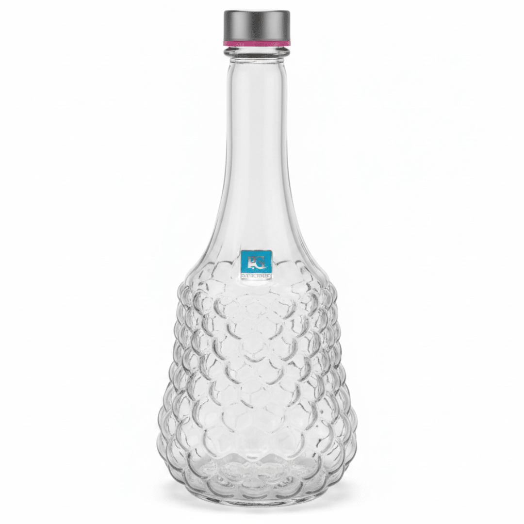 Pishgaman Elegant Textured Glass Water Bottle 1500ml — Premium Bubble Pattern Decanter with Airtight Silver Cap - Al Kabayel Discount CentrePishgaman Elegant Textured Glass Water Bottle 1500ml — Premium Bubble Pattern Decanter with Airtight Silver CapWater BottlePISHGAMANAl Kabayel Discount Centre