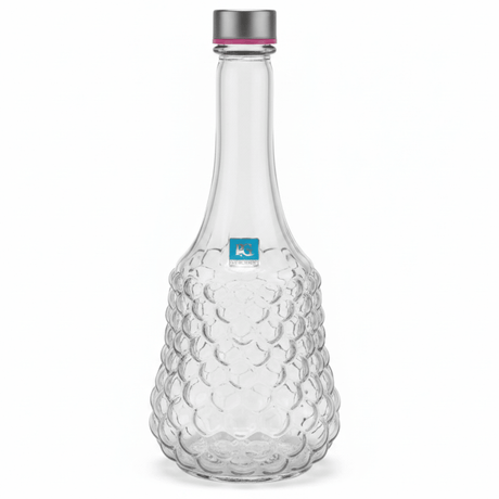 Pishgaman Elegant Textured Glass Water Bottle 1500ml — Premium Bubble Pattern Decanter with Airtight Silver Cap - Al Kabayel Discount CentrePishgaman Elegant Textured Glass Water Bottle 1500ml — Premium Bubble Pattern Decanter with Airtight Silver CapWater BottlePISHGAMANAl Kabayel Discount Centre