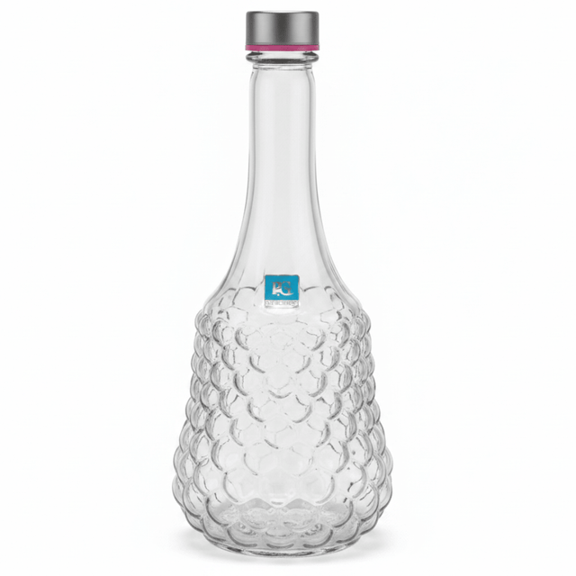 Pishgaman Elegant Textured Glass Water Bottle 1500ml — Premium Bubble Pattern Decanter with Airtight Silver Cap - Al Kabayel Discount CentrePishgaman Elegant Textured Glass Water Bottle 1500ml — Premium Bubble Pattern Decanter with Airtight Silver CapWater BottlePISHGAMANAl Kabayel Discount Centre