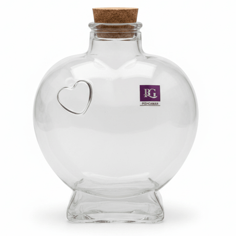 Pishgaman Heart Shape Glass Bottle with Cork Lid | 20cm - Al Kabayel Discount CentrePishgaman Heart Shape Glass Bottle with Cork Lid | 20cmJars & Food SaversPISHGAMANAl Kabayel Discount Centre