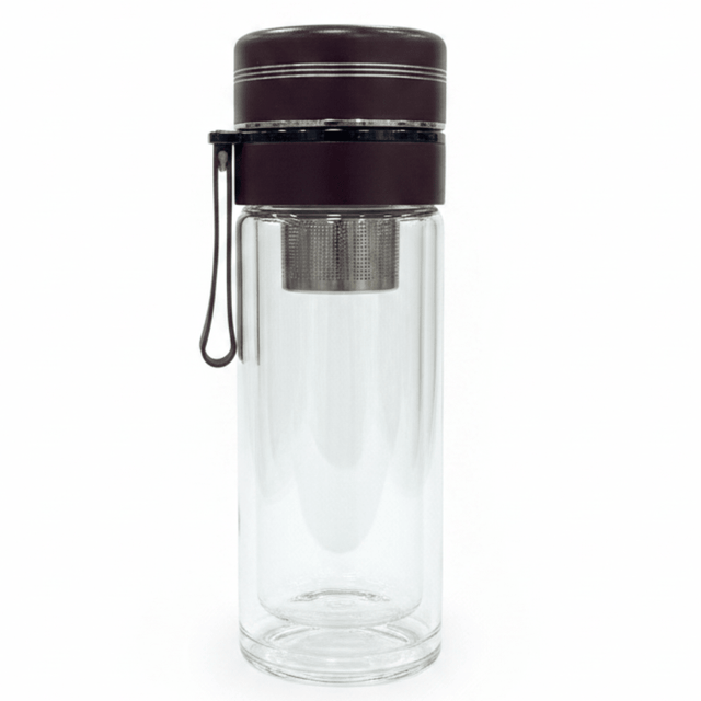 Plain Glass Vacuum Insulated Bottle with Elegant Brown Cap – 320 ml - Al Kabayel Discount CentrePlain Glass Vacuum Insulated Bottle with Elegant Brown Cap – 320 mlWater BottlesAKDCAl Kabayel Discount Centre