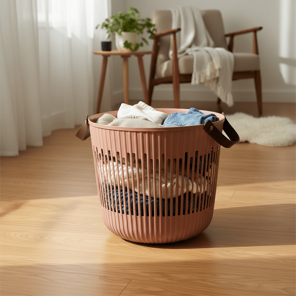 Plastic Laundry Basket with Handle - 30×35 cm - Light Brown / Olive Green / Beige - Al Kabayel Discount CentrePlastic Laundry Basket with Handle - 30×35 cm - Light Brown / Olive Green / BeigeOrganizers & AccessoriesAKDCAl Kabayel Discount Centre