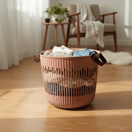 Plastic Laundry Basket with Handle - 30×35 cm - Light Brown / Olive Green / Beige - Al Kabayel Discount CentrePlastic Laundry Basket with Handle - 30×35 cm - Light Brown / Olive Green / BeigeOrganizers & AccessoriesAKDCAl Kabayel Discount Centre