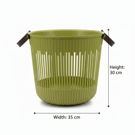 Plastic Laundry Basket with Handle - 30×35 cm - Light Brown / Olive Green / Beige - Al Kabayel Discount CentrePlastic Laundry Basket with Handle - 30×35 cm - Light Brown / Olive Green / BeigeOrganizers & AccessoriesAKDCAl Kabayel Discount Centre