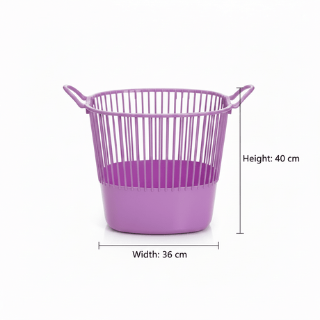Plastic Laundry Basket with Handles - 36×40 cm - Purple / Yellow / Green - Al Kabayel Discount CentrePlastic Laundry Basket with Handles - 36×40 cm - Purple / Yellow / GreenOrganizers & AccessoriesAKDCAl Kabayel Discount Centre