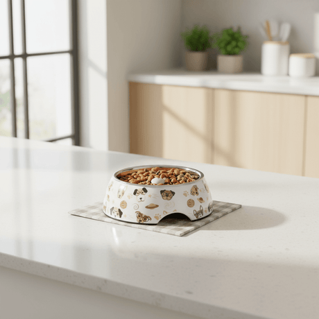Plastic & Metal White Cartoon Dog Print Pet Feeding Bowl – 11cm - Al Kabayel Discount CentrePlastic & Metal White Cartoon Dog Print Pet Feeding Bowl – 11cmPet SuppliesAKDCAl Kabayel Discount Centre