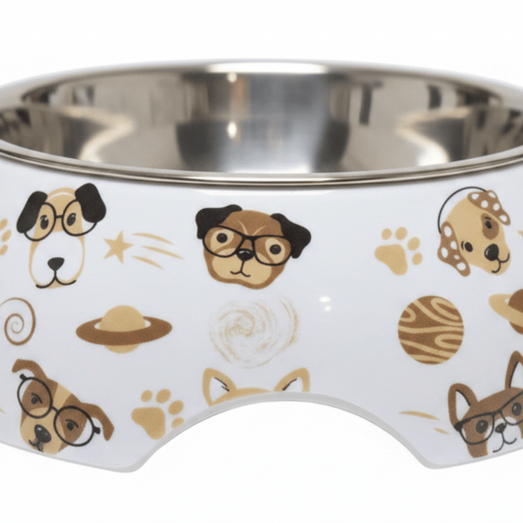 Plastic & Metal White Cartoon Dog Print Pet Feeding Bowl – 11cm - Al Kabayel Discount CentrePlastic & Metal White Cartoon Dog Print Pet Feeding Bowl – 11cmPet SuppliesAKDCAl Kabayel Discount Centre