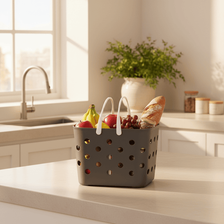 Polak Multipurpose Perforated Plastic Basket with Handle - 30×18 cm - Grey / White - Al Kabayel Discount CentrePolak Multipurpose Perforated Plastic Basket with Handle - 30×18 cm - Grey / WhiteOrganizers & AccessoriesPOLAKAl Kabayel Discount Centre