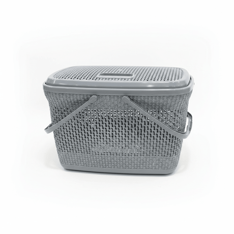 Polytime Plastic Picnic Basket with Lid & Handles - 30 × 45 × 35cm - Grey / White - Al Kabayel Discount CentrePolytime Plastic Picnic Basket with Lid & Handles - 30 × 45 × 35cm - Grey / WhiteOrganizers & AccessoriesPOLYTIMEAl Kabayel Discount Centre