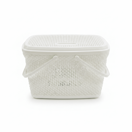 Polytime Plastic Picnic Basket with Lid & Handles - 30 × 45 × 35cm - Grey / White - Al Kabayel Discount CentrePolytime Plastic Picnic Basket with Lid & Handles - 30 × 45 × 35cm - Grey / WhiteOrganizers & AccessoriesPOLYTIMEAl Kabayel Discount Centre