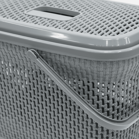 Polytime Plastic Picnic Basket with Lid & Handles - 30 × 45 × 35cm - Grey / White - Al Kabayel Discount CentrePolytime Plastic Picnic Basket with Lid & Handles - 30 × 45 × 35cm - Grey / WhiteOrganizers & AccessoriesPOLYTIMEAl Kabayel Discount Centre