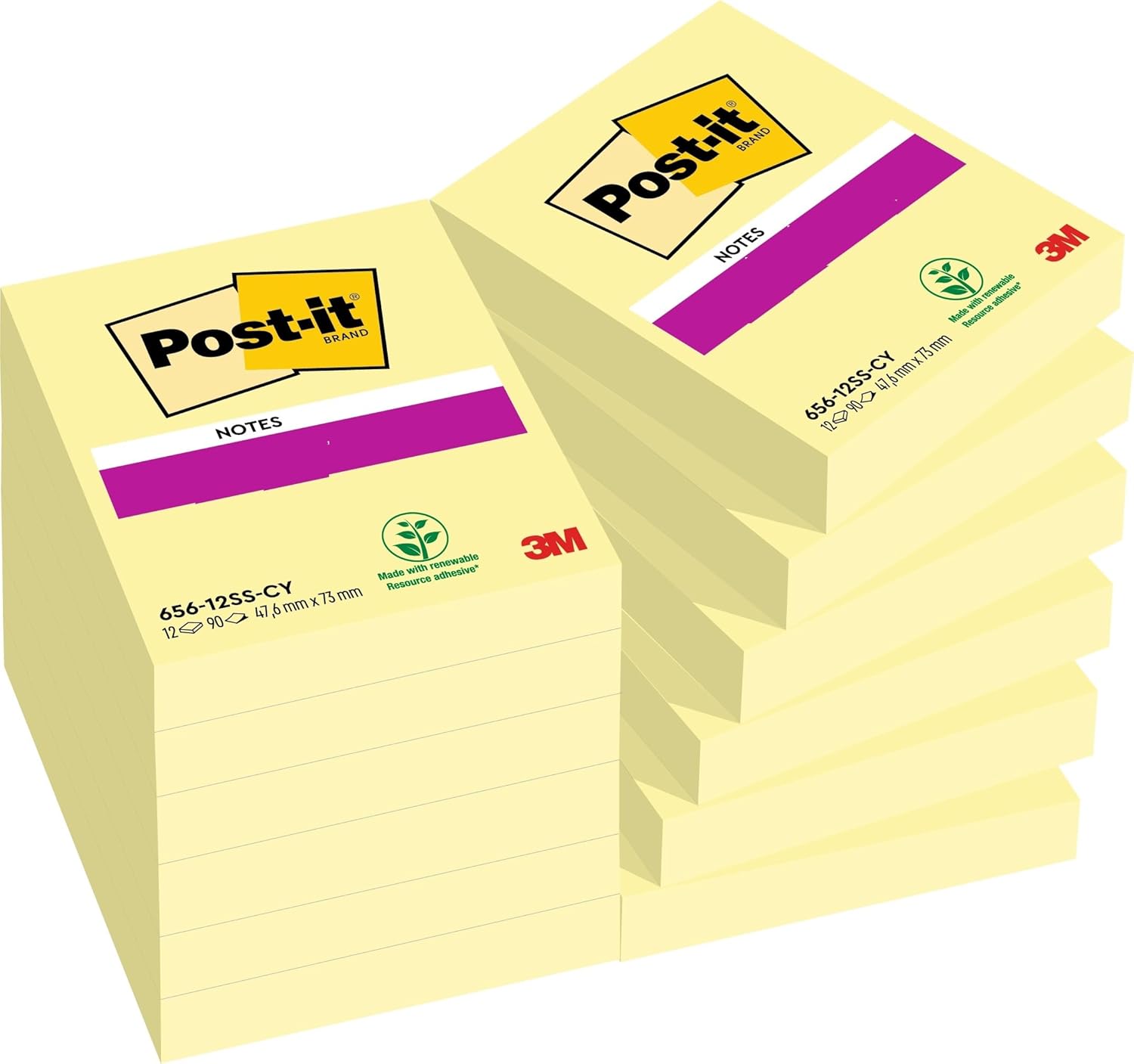 Post - it Notes Canary Yellow 656 2 x 3 in (51 x 76 mm), 12 pads/pack | Yellow Color | Sticky Notes | For Note Taking, To Do Lists and Reminder | Clean Removal | No damage | Recyclable | 100 sheets/pad - Al Kabayel Discount CentrePost - it Notes Canary Yellow 656 2 x 3 in (51 x 76 mm), 12 pads/pack | Yellow Color | Sticky Notes | For Note Taking, To Do Lists and Reminder | Clean Removal | No damage | Recyclable | 100 sheets/padNotepads & Legal Pads3MAl Kabayel Discount Centre