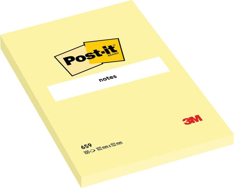 Post - it Notes Canary Yellow 659 4 x 6 inch (101 x 152 mm), 1 pads/pack | Yellow Color | Sticky Notes | For Note Taking, To Do Lists and Reminders | Clean Removal | Recyclable | 100 sheets/pad - Al Kabayel Discount CentrePost - it Notes Canary Yellow 659 4 x 6 inch (101 x 152 mm), 1 pads/pack | Yellow Color | Sticky Notes | For Note Taking, To Do Lists and Reminders | Clean Removal | Recyclable | 100 sheets/padNotepads & Legal Pads3MAl Kabayel Discount Centre