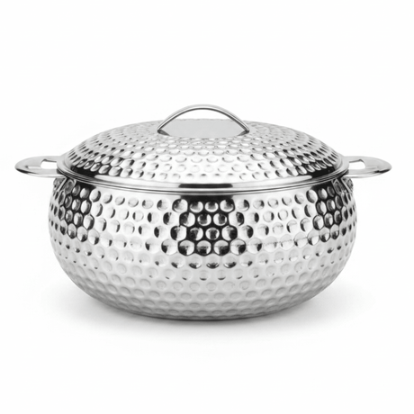 Pradeep Shahla Silver Stainless Steel Hotpot | Hammered Diamond-Texture Insulated Casserole Dish with Lid & Handles | - Al Kabayel Discount CentrePradeep Shahla Silver Stainless Steel Hotpot | Hammered Diamond-Texture Insulated Casserole Dish with Lid & Handles |CasserolesPRADEEPAl Kabayel Discount Centre