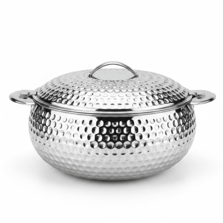 Pradeep Shahla Silver Stainless Steel Hotpot | Hammered Diamond-Texture Insulated Casserole Dish with Lid & Handles | - Al Kabayel Discount CentrePradeep Shahla Silver Stainless Steel Hotpot | Hammered Diamond-Texture Insulated Casserole Dish with Lid & Handles |CasserolesPRADEEPAl Kabayel Discount Centre