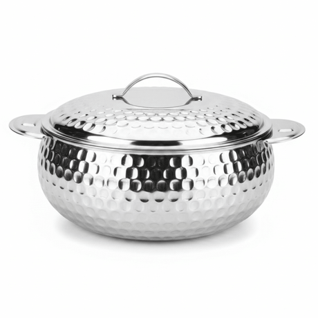 Pradeep Shahla Silver Stainless Steel Hotpot | Hammered Diamond-Texture Insulated Casserole Dish with Lid & Handles | - Al Kabayel Discount CentrePradeep Shahla Silver Stainless Steel Hotpot | Hammered Diamond-Texture Insulated Casserole Dish with Lid & Handles |CasserolesPRADEEPAl Kabayel Discount Centre