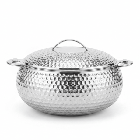 Pradeep Shahla Silver Stainless Steel Hotpot | Hammered Diamond-Texture Insulated Casserole Dish with Lid & Handles | - Al Kabayel Discount CentrePradeep Shahla Silver Stainless Steel Hotpot | Hammered Diamond-Texture Insulated Casserole Dish with Lid & Handles |CasserolesPRADEEPAl Kabayel Discount Centre