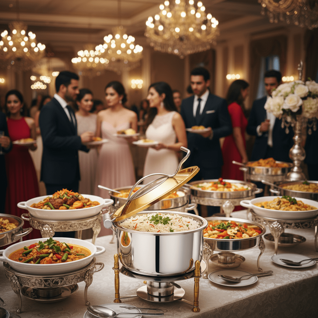 Pradeep Silver & Gold Classic Chafer Round Stainless Steel Chafing Dish - 10 Litres - Al Kabayel Discount CentrePradeep Silver & Gold Classic Chafer Round Stainless Steel Chafing Dish - 10 LitresWarmersPRADEEPAl Kabayel Discount Centre