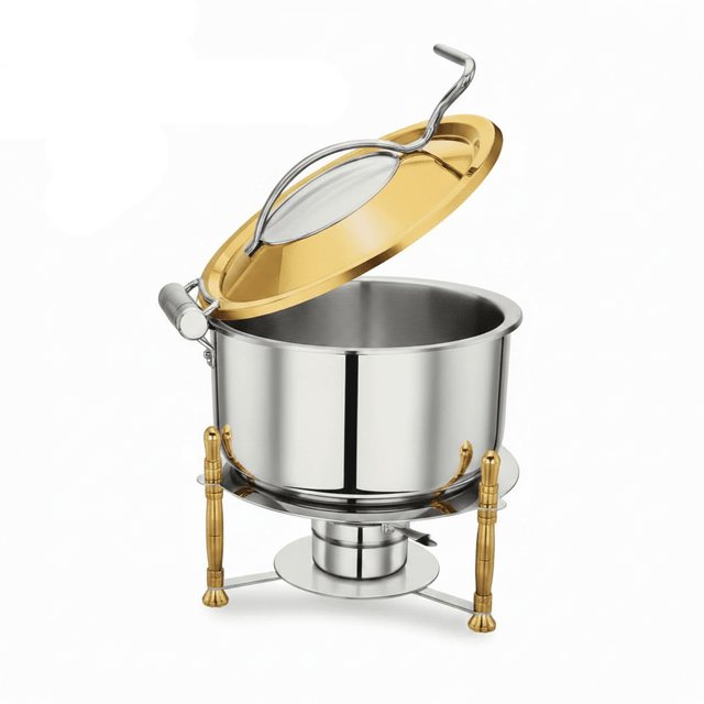 Pradeep Silver & Gold Classic Chafer Round Stainless Steel Chafing Dish - 5000ml - Al Kabayel Discount CentrePradeep Silver & Gold Classic Chafer Round Stainless Steel Chafing Dish - 5000mlWarmersPRADEEPAl Kabayel Discount Centre