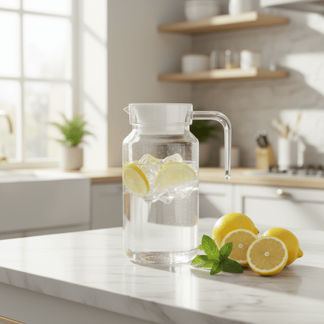 Premium Clear Acrylic Water Jug with White Lid | 20cm | - Al Kabayel Discount CentrePremium Clear Acrylic Water Jug with White Lid | 20cm |JugsAKDCAl Kabayel Discount Centre