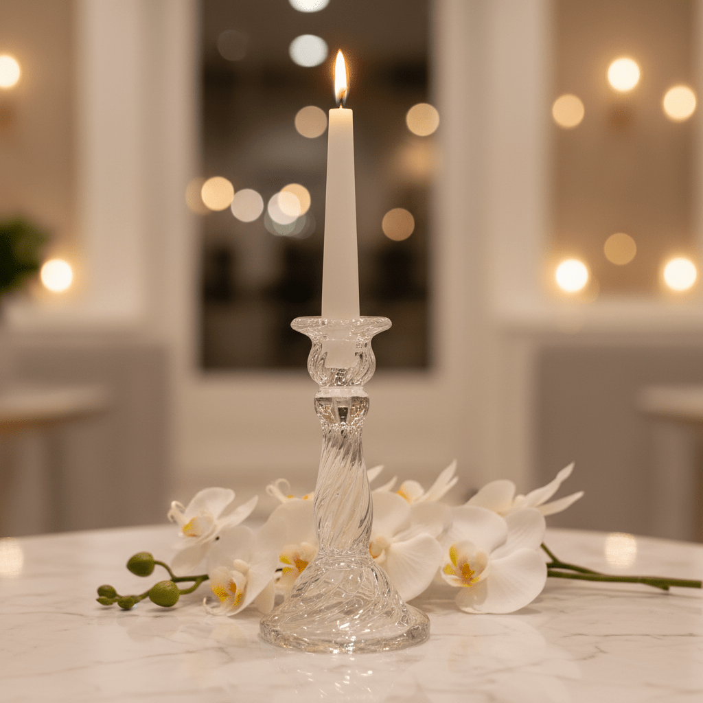 Premium Glass Footed Decorative Candle Holder for Luxury Interior and Event Styling – 18cm - Al Kabayel Discount CentrePremium Glass Footed Decorative Candle Holder for Luxury Interior and Event Styling – 18cmHome Décor AccentsAKDCAl Kabayel Discount Centre