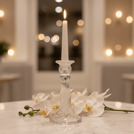 Premium Glass Footed Decorative Candle Holder for Luxury Interior and Event Styling – 18cm - Al Kabayel Discount CentrePremium Glass Footed Decorative Candle Holder for Luxury Interior and Event Styling – 18cmHome Décor AccentsAKDCAl Kabayel Discount Centre