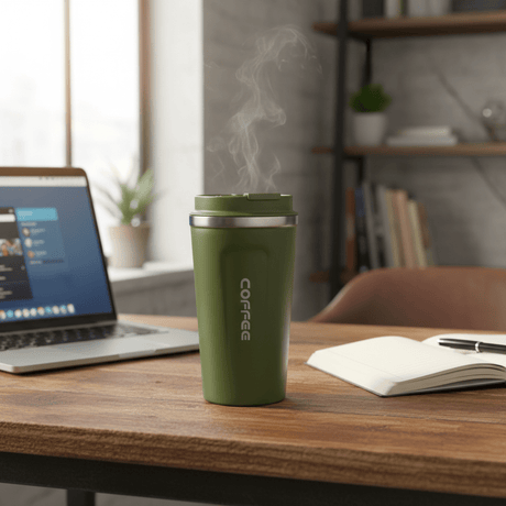 Premium Green Travel Coffee Mug with Insulated Body – 510 ml - Al Kabayel Discount CentrePremium Green Travel Coffee Mug with Insulated Body – 510 mlWater BottlesAKDCAl Kabayel Discount Centre
