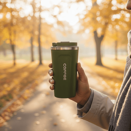 Premium Green Travel Coffee Mug with Insulated Body – 510 ml - Al Kabayel Discount CentrePremium Green Travel Coffee Mug with Insulated Body – 510 mlWater BottlesAKDCAl Kabayel Discount Centre