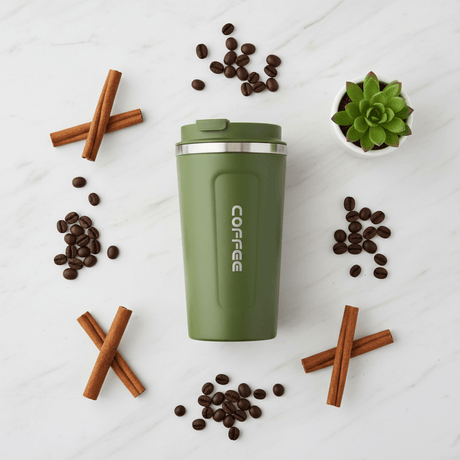 Premium Green Travel Coffee Mug with Insulated Body – 510 ml - Al Kabayel Discount CentrePremium Green Travel Coffee Mug with Insulated Body – 510 mlWater BottlesAKDCAl Kabayel Discount Centre