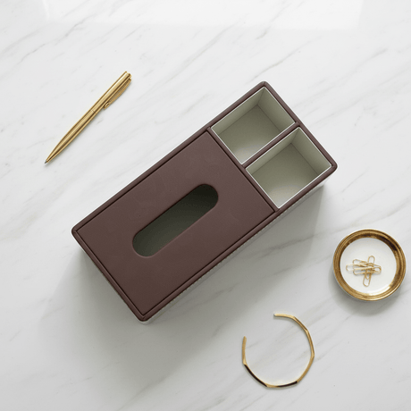 Premium Leather - Look Tissue Box with Organizer Compartments | Brown & Grey | 29×13×10 cm - Al Kabayel Discount CentrePremium Leather - Look Tissue Box with Organizer Compartments | Brown & Grey | 29×13×10 cmNapkin Holders & Tissue BoxAKDCAl Kabayel Discount Centre
