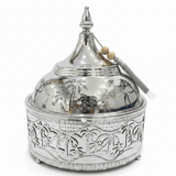 Premium Silver Stainless Steel Tajine with Palm Tree Landscape Design — 22cm | Arabic Heritage Serving Dish - Al Kabayel Discount CentrePremium Silver Stainless Steel Tajine with Palm Tree Landscape Design — 22cm | Arabic Heritage Serving DishServing TraysAKDCAl Kabayel Discount Centre