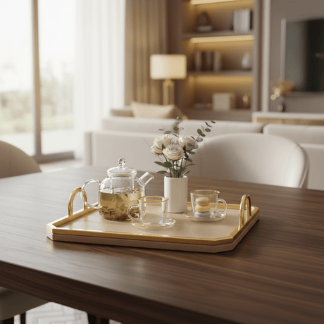 Premium Square Wooden Serving Tray with Metal Border & Leather Finish – 35×35cm - Al Kabayel Discount CentrePremium Square Wooden Serving Tray with Metal Border & Leather Finish – 35×35cmServing TraysAKDCAl Kabayel Discount Centre