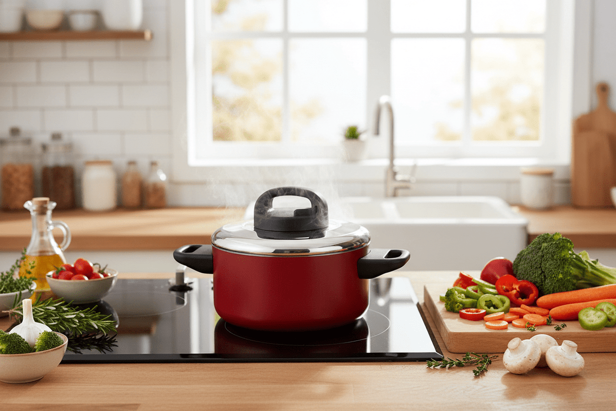 Prestige Classique 16cm Non - Stick Casserole (1.4L) – 3X Ultra Tough with Steel Lid, Red (PR21541) - Al Kabayel Discount CentrePrestige Classique 16cm Non - Stick Casserole (1.4L) – 3X Ultra Tough with Steel Lid, Red (PR21541)CasserolesPRESTIGEAl Kabayel Discount Centre